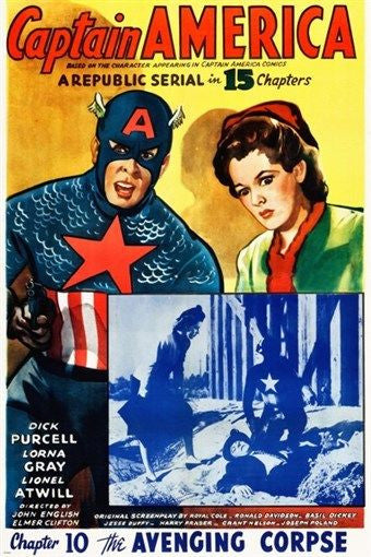 CAPTAIN AMERICA comic book poster A REPUBLIC SERIAL action collectors 24X36