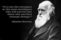 CHARLES DARWIN photo quote poster THOSE WHO CAN BEST MANAGE CHANGE 24X36