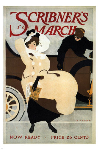 Scribner March VINTAGE MAG POSTER R J Wildhack UK 1907 24X36 PROPER LITERARY