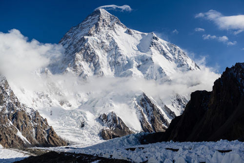 K2 SNOW-CAPPED MOUNTAIN poster borders PAKISTAN & CHINA raw nature 24X36