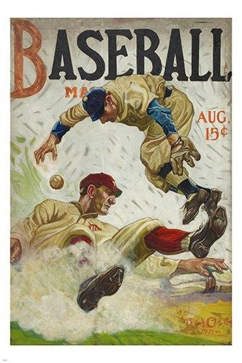 BASEBALL magazine cover poster AUGUST 1917 benton henderson clark 24X36 HOT