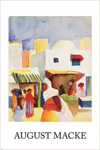 1914 market in tunis I  AUGUST MACKE vintage art poster IMPRESSIONIST 24X36