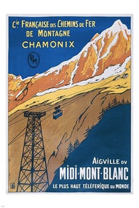 midi mont blanc vintage travel poster RUGGED FRENCH FIRST RATE 24X36 rare