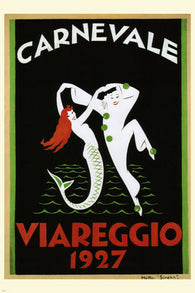 VIAREGGIO CARNIVAL Vintage ad Poster R MICHAELLES Italy 1927 24X36 UNIQUE