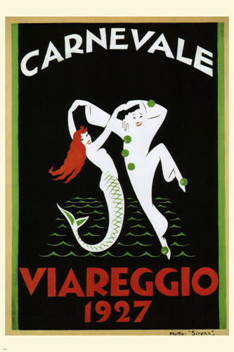 VIAREGGIO CARNIVAL Vintage ad Poster R MICHAELLES Italy 1927 24X36 UNIQUE