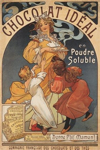 chocolate ideal hot chocolate VINTAGE AD POSTER alphonse-marie mucha 24X36