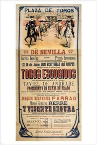 plaza de toros 1908 VINTAGE SPANISH POSTER de sevilla 24X36 RARE HOT NEW