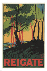 Route 160 Reigate VINTAGE POSTER E Mcknight Kauffer UK 1915 24X36 TREES