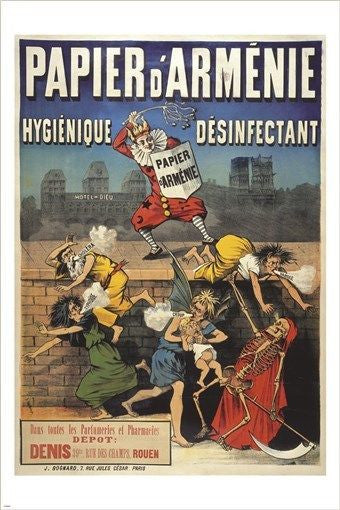 disinfectant PAPIER D'ARMENIE 1890 vintage AD POSTER health hygiene 24X36