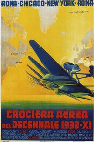 vintage flying planes poster umberto di LAZZAR italy  24X36 1933 PRIZED HOT