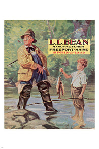 LL BEAN spring 1933 ORIGINAL COVER vintage poster 24X36 family FISHING NEW