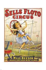 sells fluto CIRCUS vintage french CIRCUS POSTER acrobatics high wire 24X36