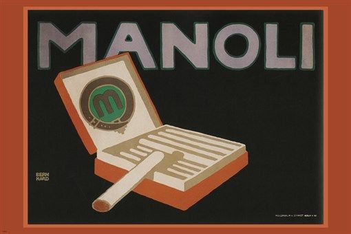 manoli cigarettes vintage AD poster by L. BERNHARD Germany 1910 24X36 HOT NEW