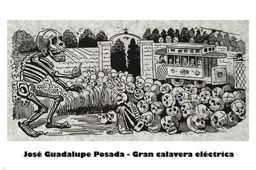 GRAN CALAVERA ELECTRICA vintage art poster SKULLS GRAVEYARD unusual 24X36