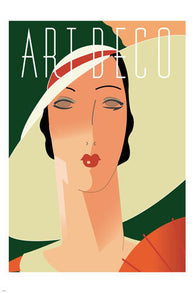 vintage art deco painting poster 24X36 BOLD COLORS SHAPES refined singular