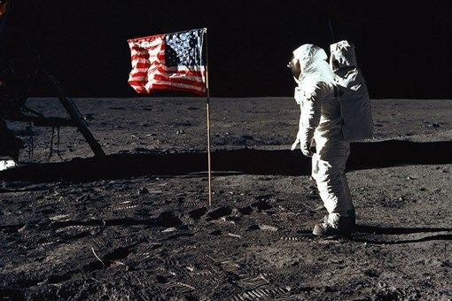 moon astronaut USA flag NASA POSTER 24X36 60's & 70's space program RARE