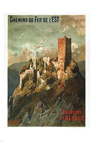 ALSACE BY TRAIN vintage travel poster CHEMINS DE FER DE L'EST castle 24X36