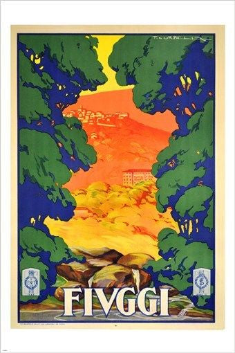 FIUGGI TOWN IN CENTRAL ITALY vintage travel poster BRIGHT COLORFUL 24X36 new