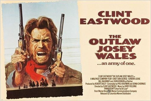 vintage MOVIE POSTER the outlaw josey wales CLINT EASTWOOD rugged GUNS 24X36