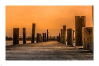 SUNSET BY RIVER contemporary photo poster GOLDEN LIGHT boardwalk 24X36 NEW