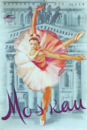 VISIT USSR MOSCOW vintage poster Russia-Soviet Union 24X36 graceful BALLET - QW0