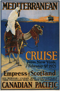 MEDITERRANEAN CRUISE vintage travel poster G MCELROY Canada 1924 new EXOTIC