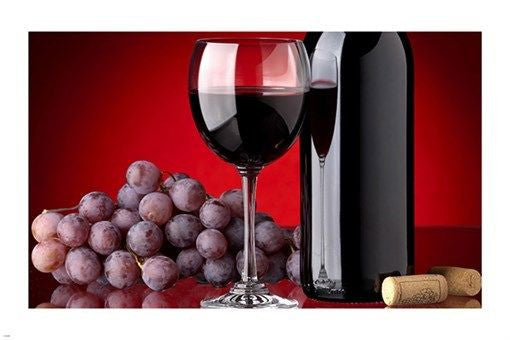 contemporary art photo poster RED WINE BOTTLE grapes SOPHISTICATED 24X36