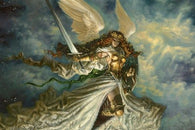 ANGEL warrior FANTASY painting POSTER WINGS guilded BUST 24X36 shield  SWORD