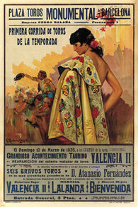 BULLFIGHT vintage ad poster BARCELONA SPAIN 1935 CORRIDA 24X36 VERY RARE - VW0