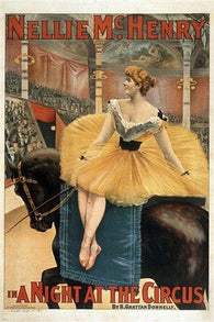 A NIGHT AT THE CIRCUS vintage poster NELLIE MCHENRY ballerina horse 24X36