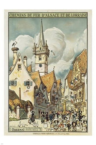 ALSACE LORRAINE vintage travel poster QUAINT VILLAGE charm collectible 24X36
