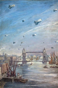 TOWER BRIDGE ARTIST EVE KIRK art poster painting BLUE HUES unique 24X36 HOT