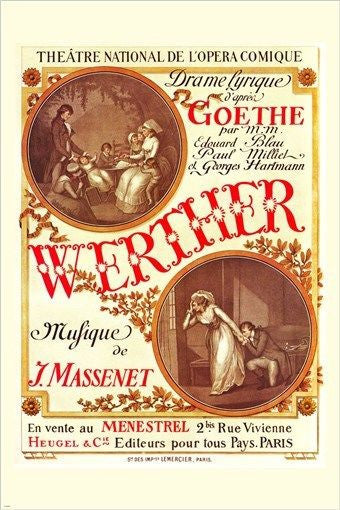 ANTIQUE FRENCH vintage ad poster PARIS OPERA - WERTHER goethe 24X36 HOT RARE