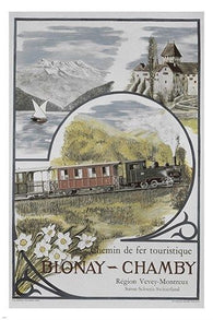 SWISS RAILWAYS vintage tourism poster BLONAY-CHAMBY picturesque NEW 24X36