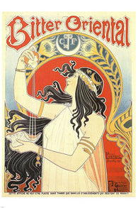 VINTAGE AD ORIENTAL BITTER POSTER woman holding orange seashell 24X36 