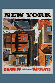 new york vintage TRAVEL poster BRANIFF INTERNATIONAL AIRWAYS USA 24X36 cool