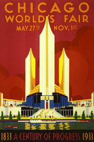 vintage 1933 CHICAGO WORLD'S FAIR EXPOSITION poster 24X36 PRIZED rare NEW! - PW0