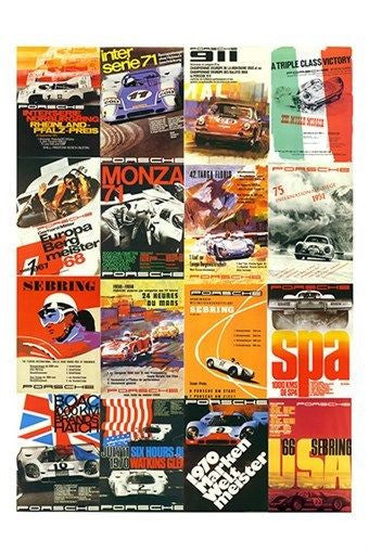 vintage RACE CAR MAG COVERS poster SPORTY COLORFUL STYLISH famed rare 24X36