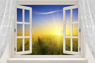 window into SUNRISE IN THE FIELD poster BEAUTIFUL LIGHT, BLUE SKY 24X36 gem