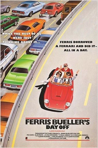 classic movie poster FERRIS BUELLER'S DAY OFF cars freeway 80's FAVE 24X36