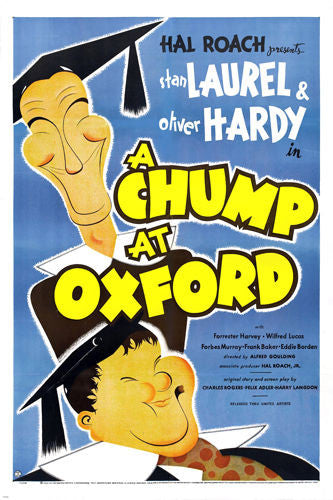 LAUREL & HARDY A CHUMP AT OXFORD movie poster COLLEGIATE FUNNY RARE 24X36 -PW0