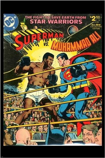 superman vs mohammad ali VINTAGE DC COMIC BOOK POSTER action RARE 24X36 hot