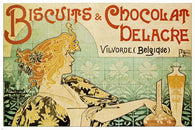 VINTAGE 1900'S FRENCH ADVERTISEMENT POSTER biscuit & chocolat delacre 24x36-SW0