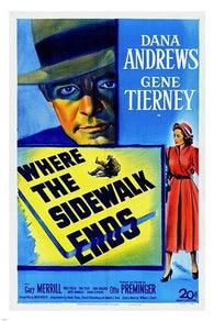 VINTAGE MOVIE POSTER where the sidewalk ends 1950 DANA ANDREWS nyc cop 24X36