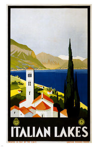 Vintage Italian Lakes Travel Poster 24X36 beautiful decorative VERY RARE!