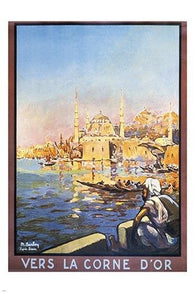 ISTANBUL VINTAGE TRAVEL POSTER in french ARCHITECTURE collectors 24X36 RARE