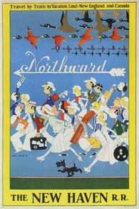 NORTHWARD by JOHN HELD JR vintage ad poster USA 1930 24X36 COLLECTORS UNIQUE