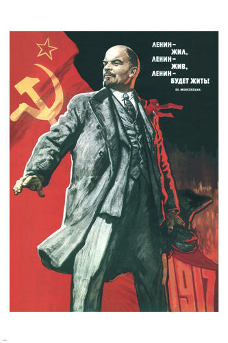 Lenin lived, lives, & will go on living POSTER Soviet Union 1967 24X36