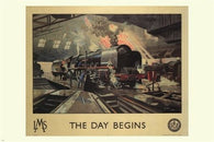 THE DAY BEGINS vintage train poster TERENCE CUNEO uk 1946 24X36 rare HOT