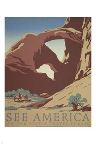 SEE AMERICA vintage travel poster MADE BY WPA 24X36 rugged west cliffs - PW0